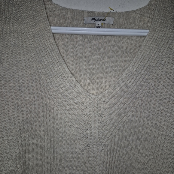 Madewell Woolside V-Neck Sweater Oatmeal /Cream Sz.Med - Picture 8 of 12